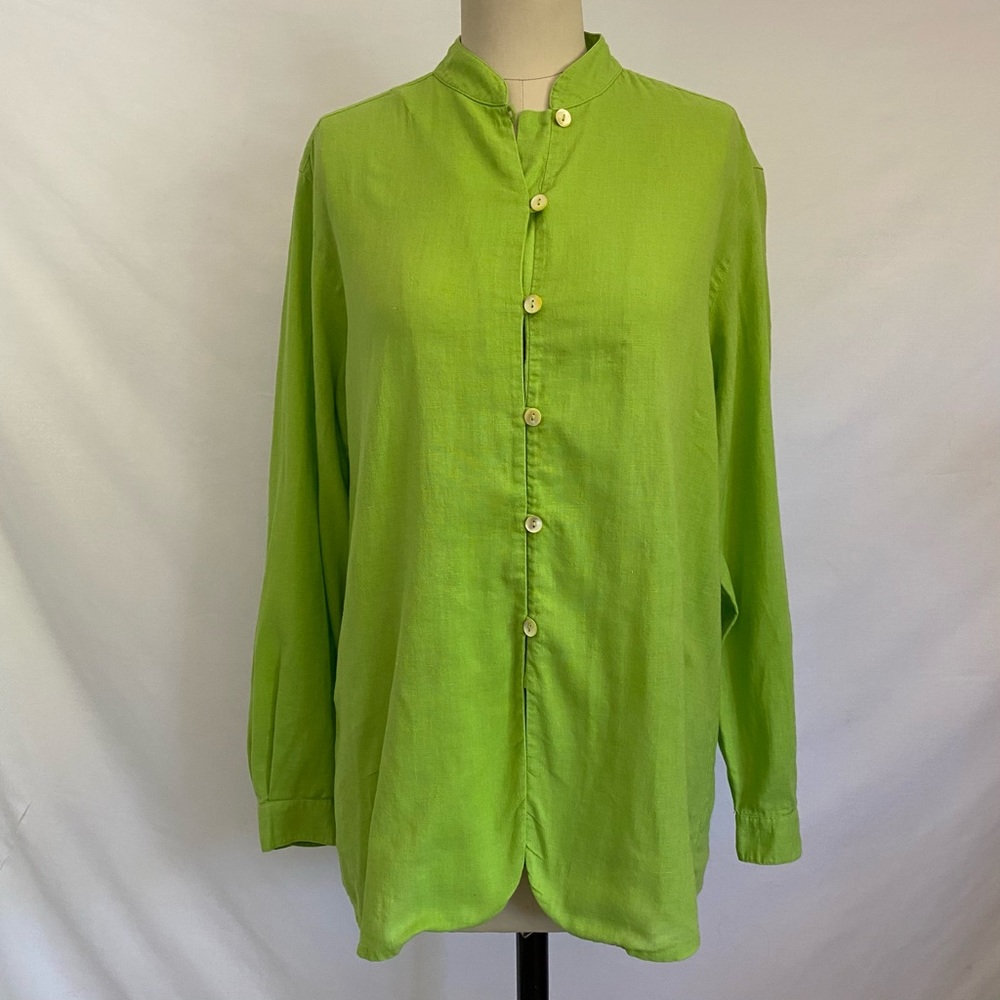 Vintage Saks Real Clothes Lime Green Linen Shirt